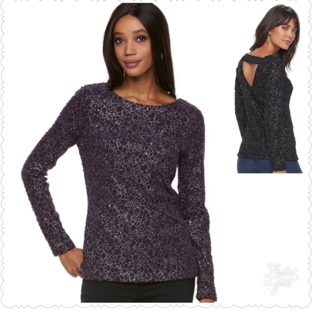 Navy blue lace sparkly top never worn